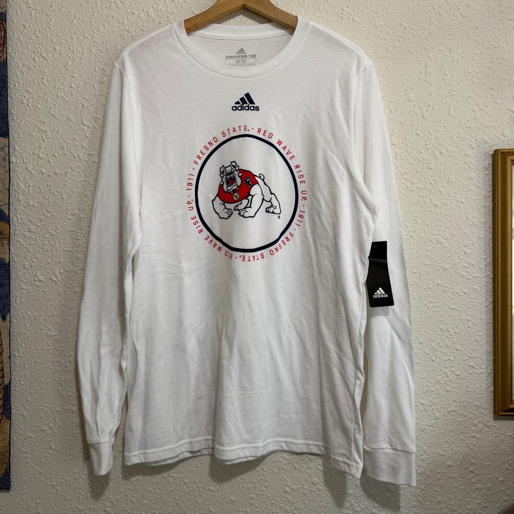 Adidas Fresno State Red Wave Bulldog Long Sleeve T-Shirt Amplifier Tee M‎ NWT